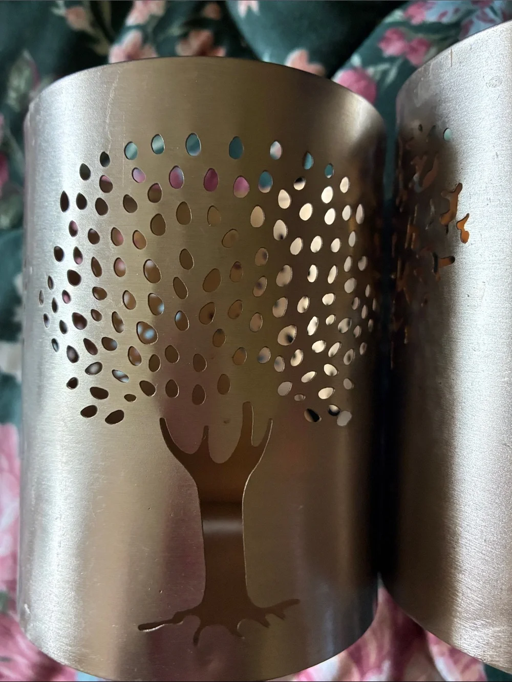 Tree Cutout Metal Votive Holders - Pair